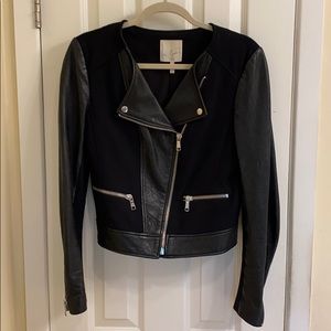 Joie Lamb Leather Contrast Jacket